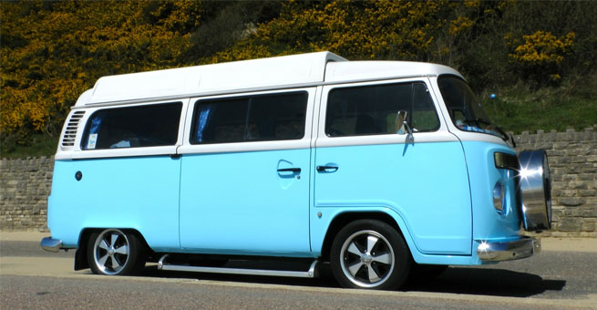 blue vw campervan